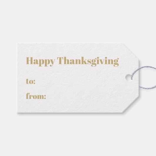 Happy Thanksgiving Gold White tot van modern Cadeaulabel (Voorkant (Horizontaal))