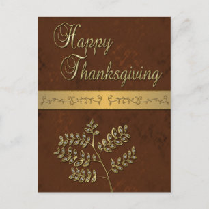 Happy Thanksgiving Golden Leaves - Briefkaart