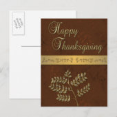 Happy Thanksgiving Golden Leaves - Briefkaart (Voorkant / Achterkant)