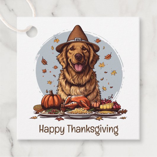 Happy Thanksgiving Golden Retriever Dog Bedankjes Labels (Voorkant)
