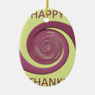 Happy Thanksgiving Golden Yellow whirl design.png Keramisch Ornament