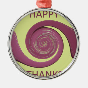 Happy Thanksgiving Golden Yellow whirl design.png Metalen Ornament
