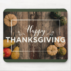 Happy Thanksgiving Gourds op Rustic Wood Muismat