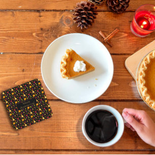 Happy thanksgiving groenten patroon zwart vierkante kartonnen onderzetter