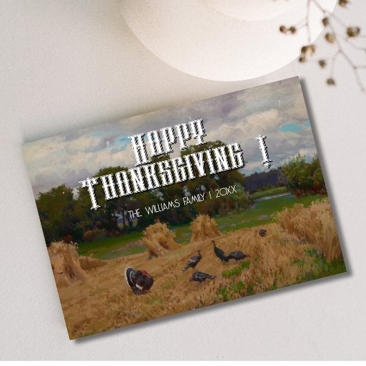 Happy Thanksgiving Harvest Kaart met kalkoenen