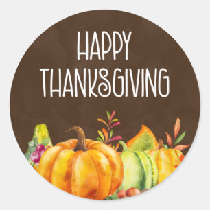 Happy Thanksgiving Harvest Pumpkins Ronde Sticker