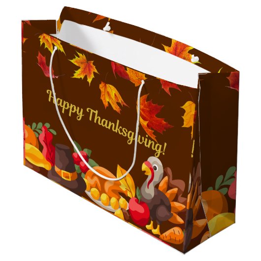 Happy Thanksgiving Harvest - Turkije en groenten Groot Cadeauzakje (Achterkant Gekanteld)