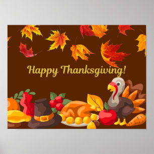 Happy Thanksgiving Harvest - Turkije en groenten Poster