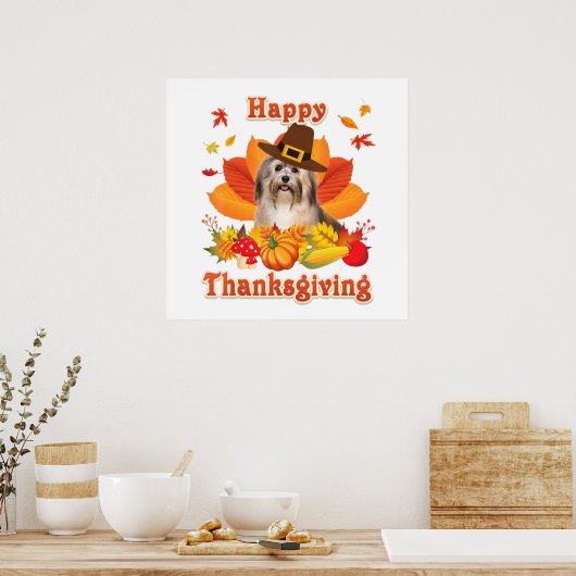 Happy Thanksgiving Havanese Dog Im Thankful Poster (Keuken)