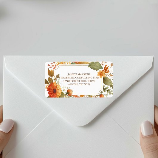 Happy Thanksgiving Herfst Flowers Custom Business Etiket
