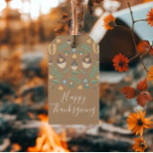 Happy Thanksgiving Herfst Folk Greenery Cadeaulabel