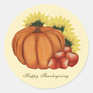 Happy Thanksgiving Herfst Harvest Pumpkin Ronde Sticker