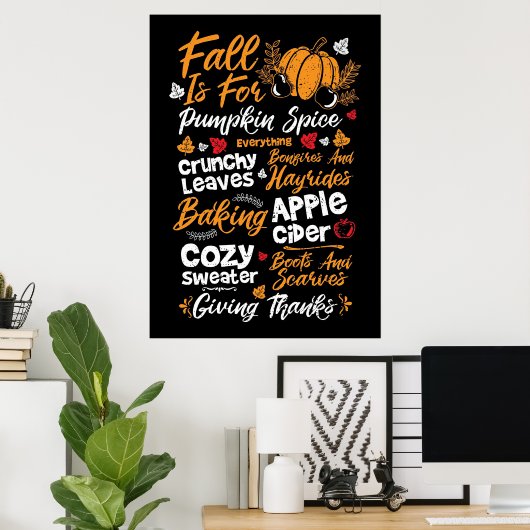 Happy Thanksgiving Herfst is voor pompoenkruid Poster (Thuiskantoor)