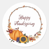 Happy Thanksgiving Herfst krans Ronde Sticker (Voorkant)
