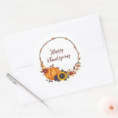 Happy Thanksgiving Herfst krans Ronde Sticker (Envelop)