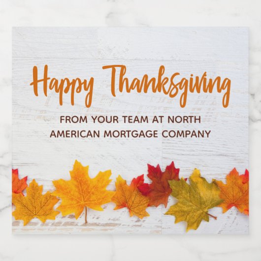 Happy Thanksgiving herfst laat aangepaste zaken Sparkling Wijnetiket (Enkel label)