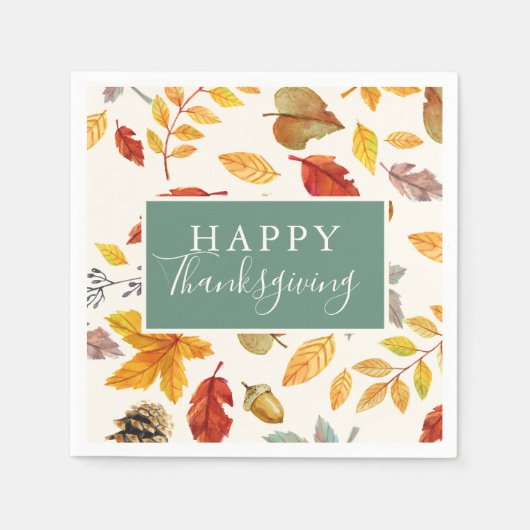 Happy Thanksgiving Herfst Leaf Pattern Servet (Voorkant)