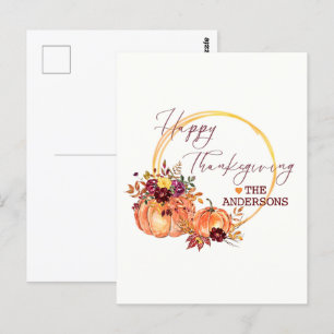 Happy Thanksgiving Herfst pompoen en bladeren Briefkaart