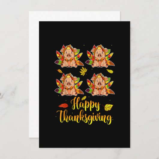 Happy Thanksgiving Herfst Turkije met varken Kaart (Voorkant / Achterkant)
