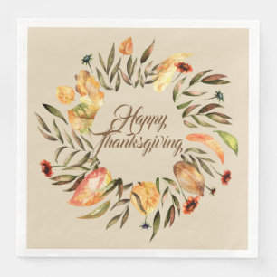 Happy Thanksgiving Herfst Wreath Napkins Servet