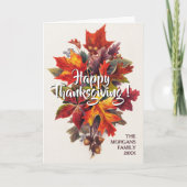 Happy Thanksgiving herfstbladeren Kaart (Voorkant)