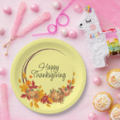 HAPPY THANKSGIVING Herfstkleuren Pompoenen Krans Papieren Bordje (Feest)