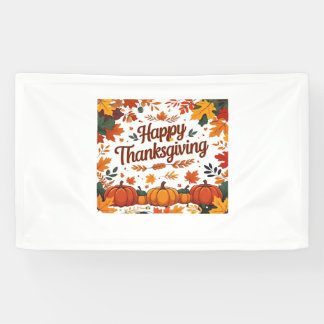 Happy Thanksgiving - Herfstpompoenen & herfstblade Spandoek