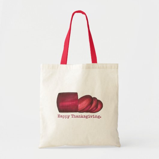 Happy Thanksgiving Ingeblikt Cranberry Saus Voedse Tote Bag (Voorkant)