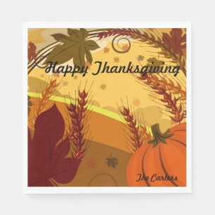 Happy Thanksgiving JOUW NAAM Fall Colors Bladeren Servet