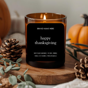 Happy Thanksgiving kaarsenlabel minimalistische Vierkante Sticker