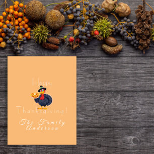 Happy thanksgiving kalkoen taart licht sinaasappel kaart