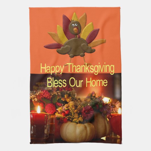 Happy Thanksgiving Keuken Handdoek Bless Home (Verticaal)