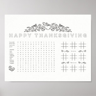 Happy Thanksgiving kinder kleuractiviteit placemat Poster