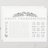 Happy Thanksgiving kinder pagina over tabelactivit (Voorkant / Achterkant)