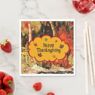 "Happy Thanksgiving"-kleuren in het najaar Servet