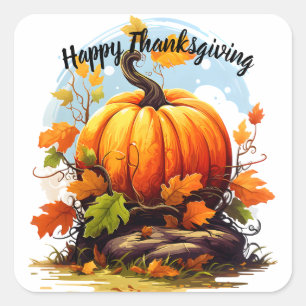 Happy Thanksgiving kleurrijke pompoen Vierkante Sticker