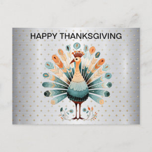 Happy Thanksgiving kleurrijke Turkije Golden Stars Briefkaart
