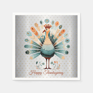 Happy Thanksgiving kleurrijke Turkije Golden Stars Servet