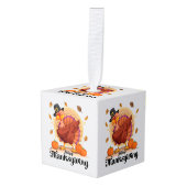 Happy Thanksgiving Kubus Ornament (Voorkant hoekig)