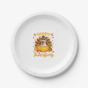 Happy Thanksgiving Labrador Hond Turkije Pompoen L Papieren Bordje