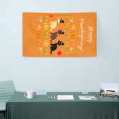 Happy Thanksgiving Labrador Silhouette Sinaasappel Spandoek (Beurs)