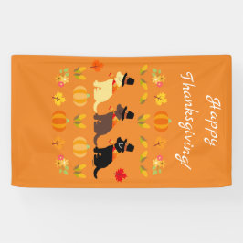 Happy Thanksgiving Labrador Silhouette Sinaasappel Spandoek