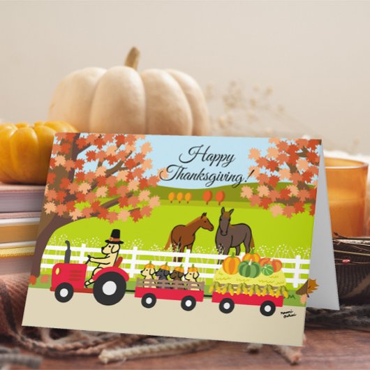 Happy Thanksgiving Labradors en Tractor Kaart