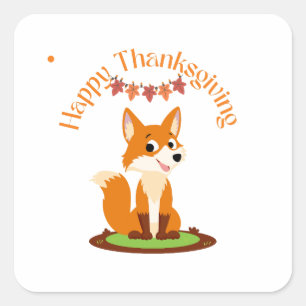 Happy Thanksgiving lachende vos Vierkante Sticker