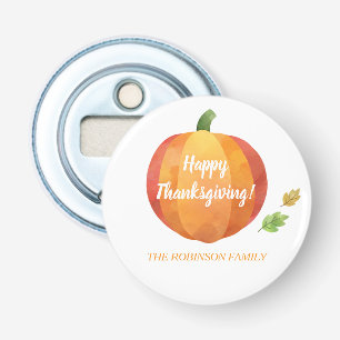 Happy Thanksgiving Leuke Waterverf Pompoen Custom Button Flesopener