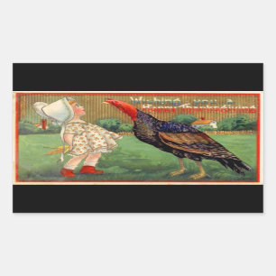 Happy Thanksgiving Little Girl en Turkey  Rechthoekige Sticker