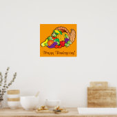 Happy Thanksgiving met Cornucopia Poster (Keuken)