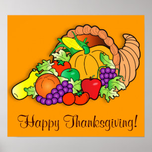 Happy Thanksgiving met Cornucopia Poster