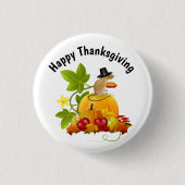 Happy Thanksgiving met Cute Pilgrim Mouse Ronde Button 3,2 Cm (Voorkant)