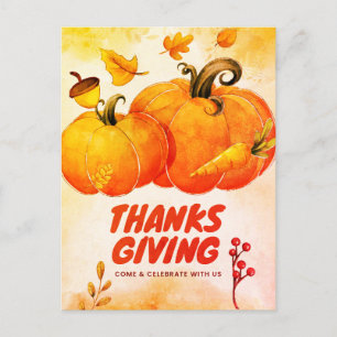 Happy Thanksgiving met pomkin en Leaves Herfst Feestdagenkaart
